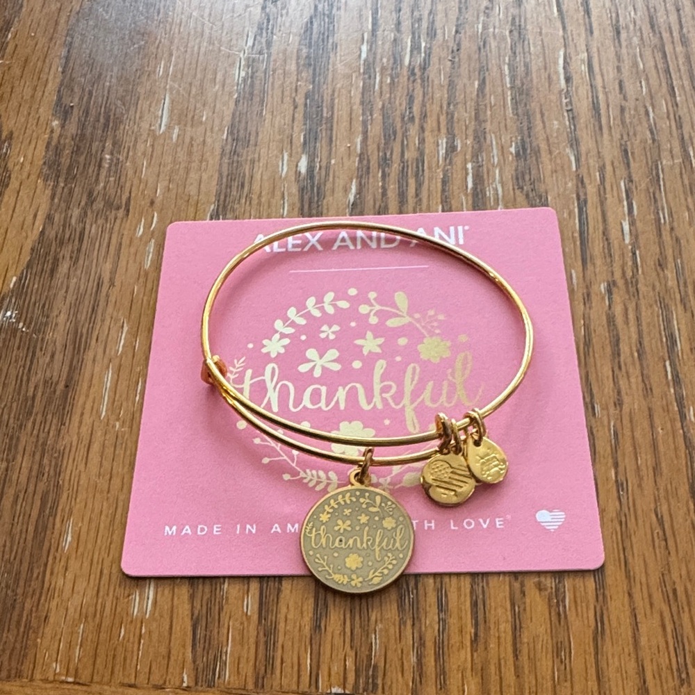 Alex and Ani Gold Thankful Charm Bracelet